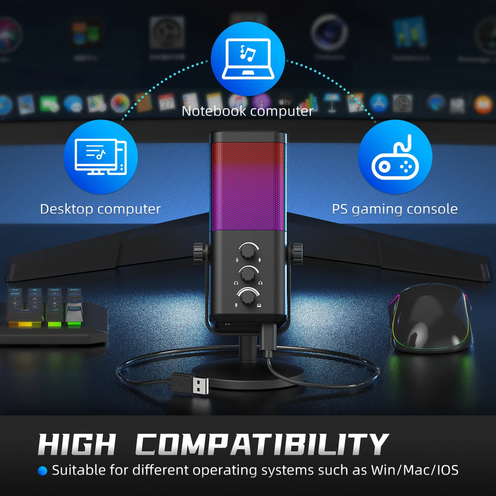 Professional RGB Dynamic Broadcast Mic - PlusGamer