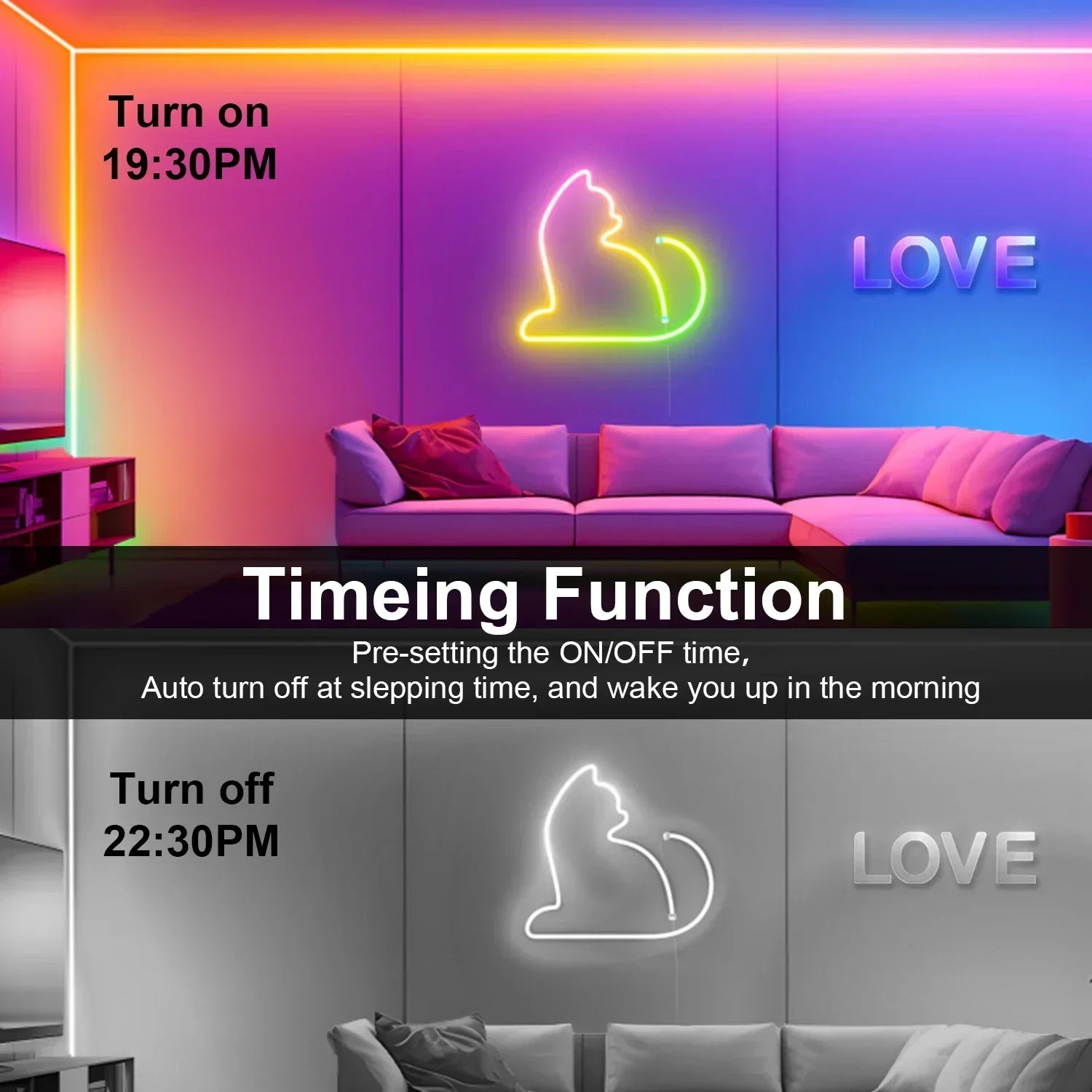 APP Control RGB Music Sync Neon Rope Light - PlusGamer