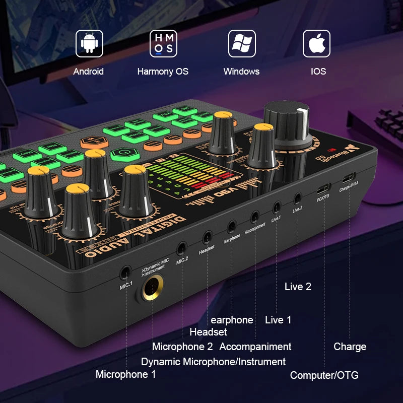 Gaming Audio Mixer Sound Board with Bluetooth Interface - PlusGamer