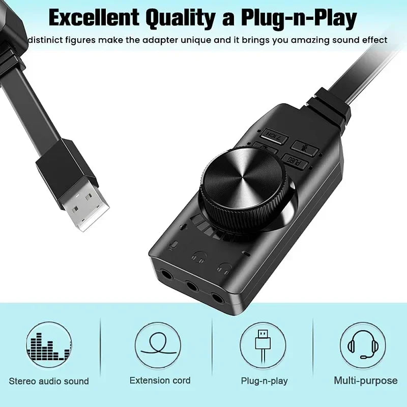 7.1 Channel USB Gaming Sound Card Audio Interface - PlusGamer