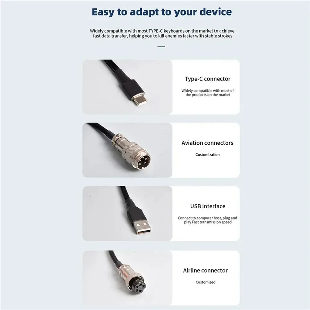 8K Magnetic Coiled Type-C Keyboard Cable - PlusGamer