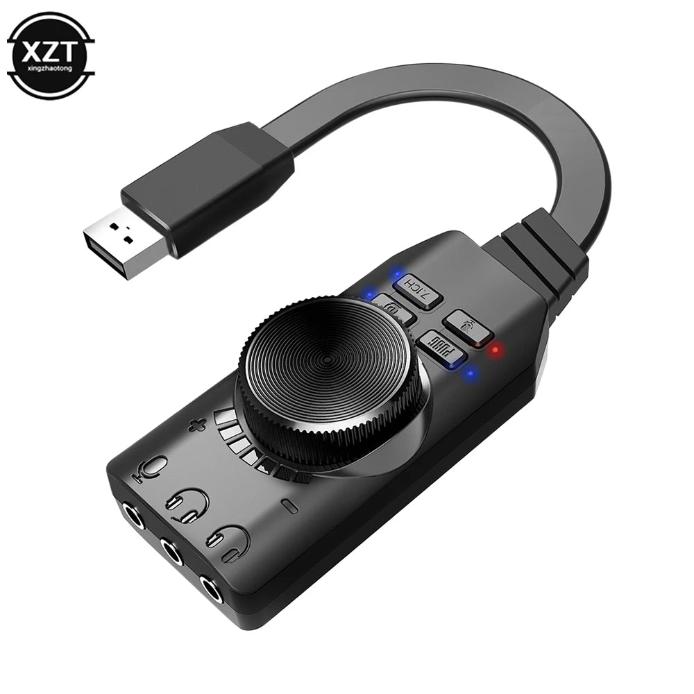 7.1 Channel External USB Gaming Sound Card - PlusGamer