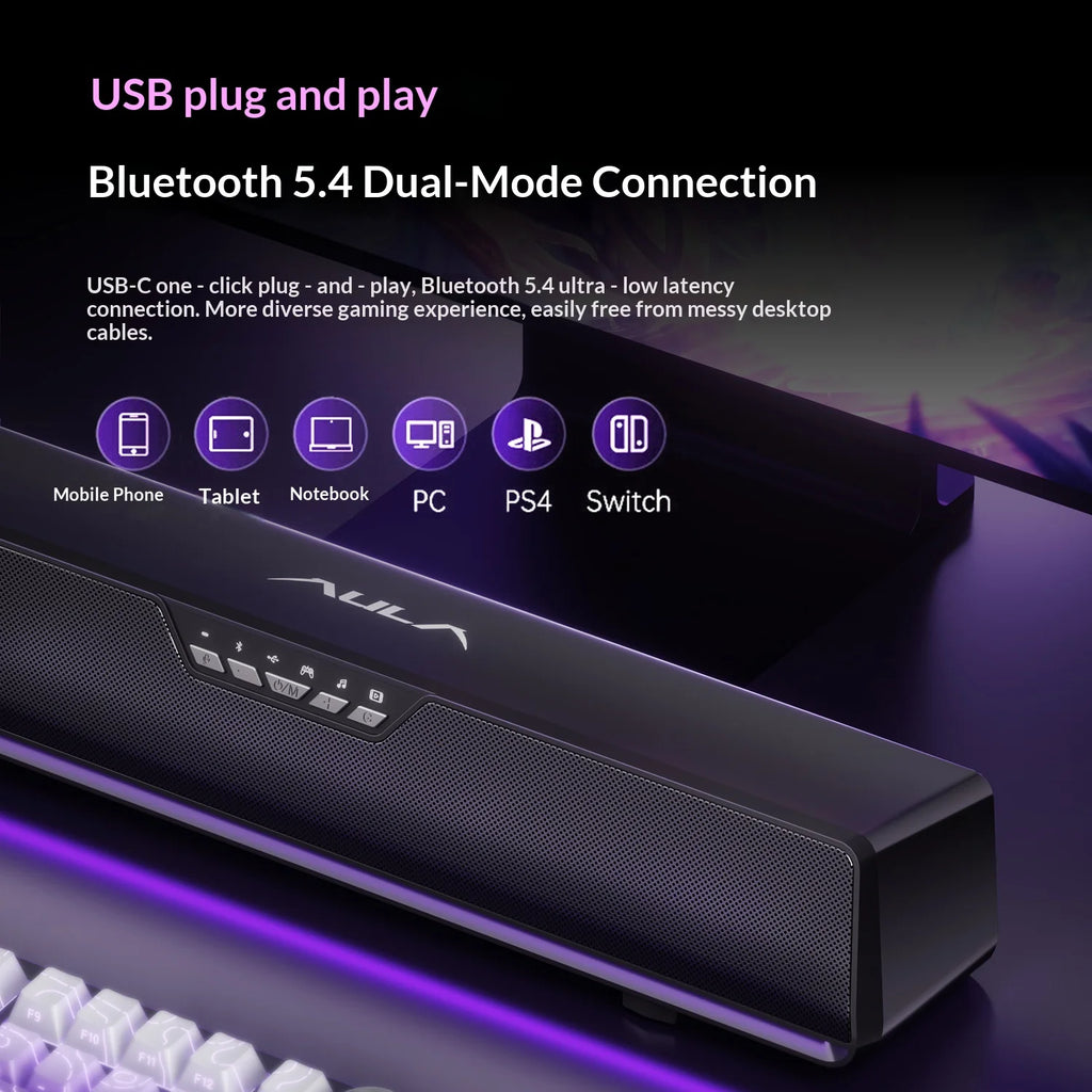 AULA GS6Pro Wired & Bluetooth Gaming Speaker - PlusGamer