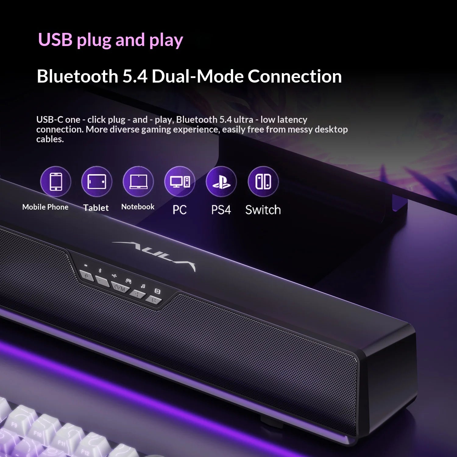 AULA GS6Pro Wired & Bluetooth Gaming Speaker - PlusGamer