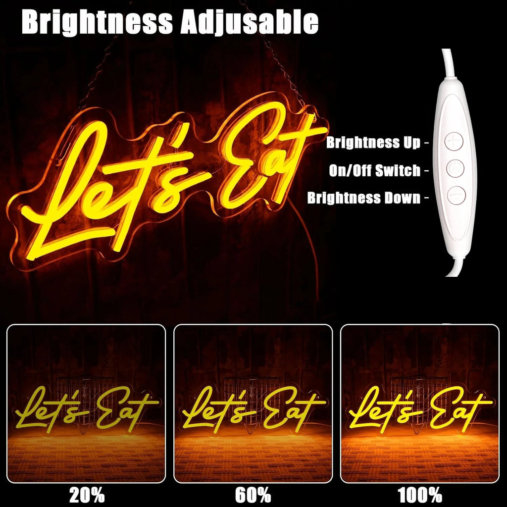 LED Neon "Let's Eat" Dining Sign - PlusGamer